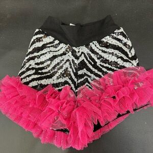 Pink and Black Zebra Sequin Kids Skirt